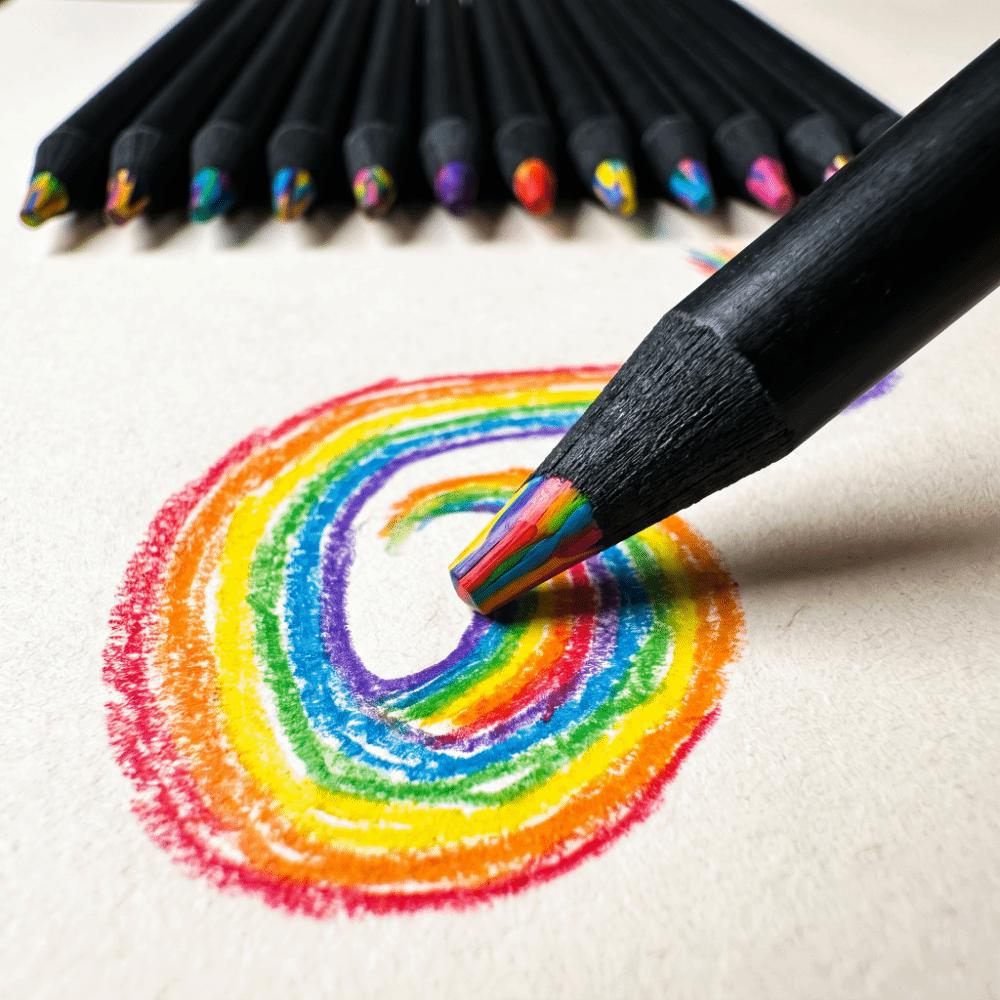 12pcs/Box Wooden Gradient Colored Pencils Multi-color Core Sketch Pencils Colored Pencils Drawing