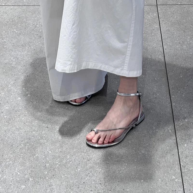 

Летние женские сандалии на плоской подошве с застежкой-молнией, удобная мягкая подошва, женская обувь для вечеринок и нарядов 35