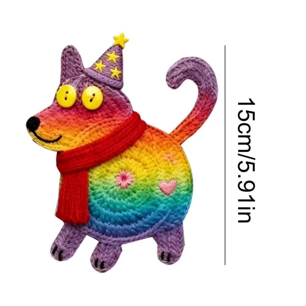 6Pcs Cartoon Puppy Drink Mats Knitted Patterns Cup Mats Cute Coaster Set
