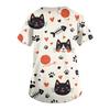 Women's Casual Short-Sleeve Cute Animal Print V-Neck Pocket Workwear Top