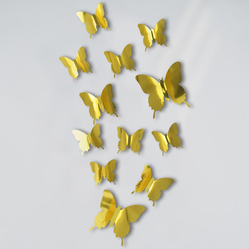 

12 шт./компл. зеркальные настенные наклейки 3D бабочка настенная наклейка искусство для детской комнаты украшение дома настенная наклейка на холодильник свадьба вечеринка