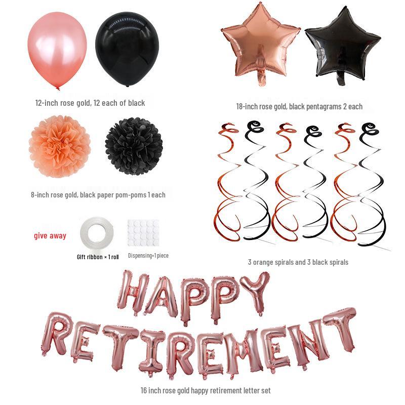 16-inch 'HAPPY RETIREMENT' Foil Balloon Set - Perfect for Cross-border Retirement Celebrations