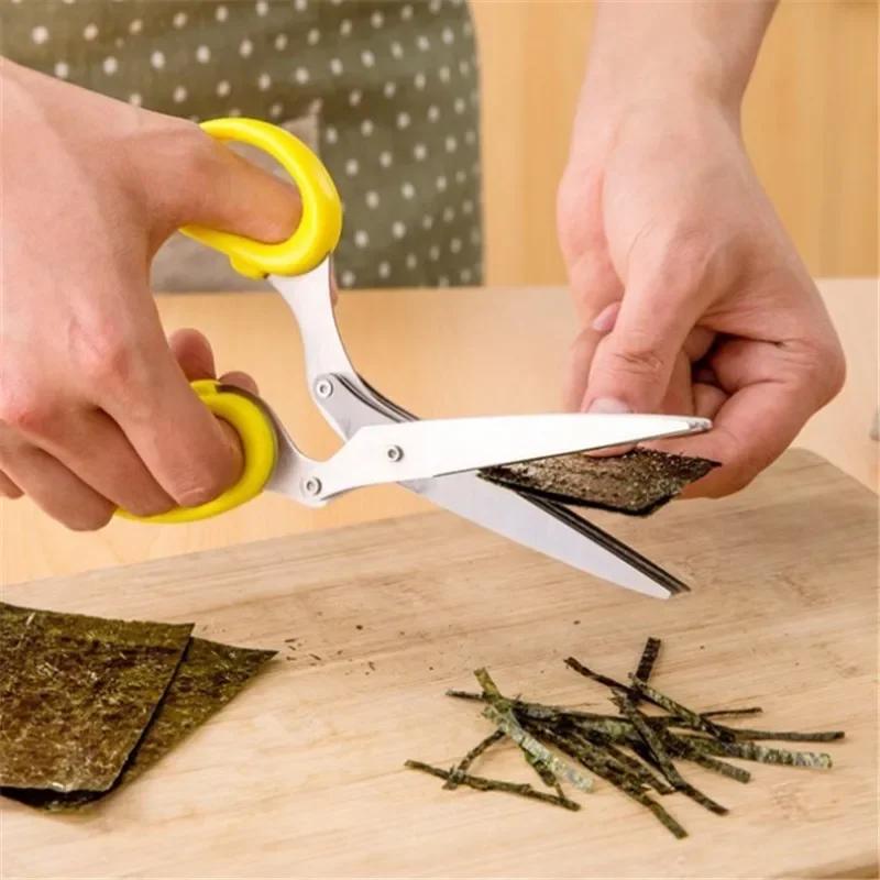 3/5 Layer Kitchen Scissors Pepper Shredded Chopped Scallion Cutter Laver Cut Multi-functional Stainless Steel Cooking Tool
