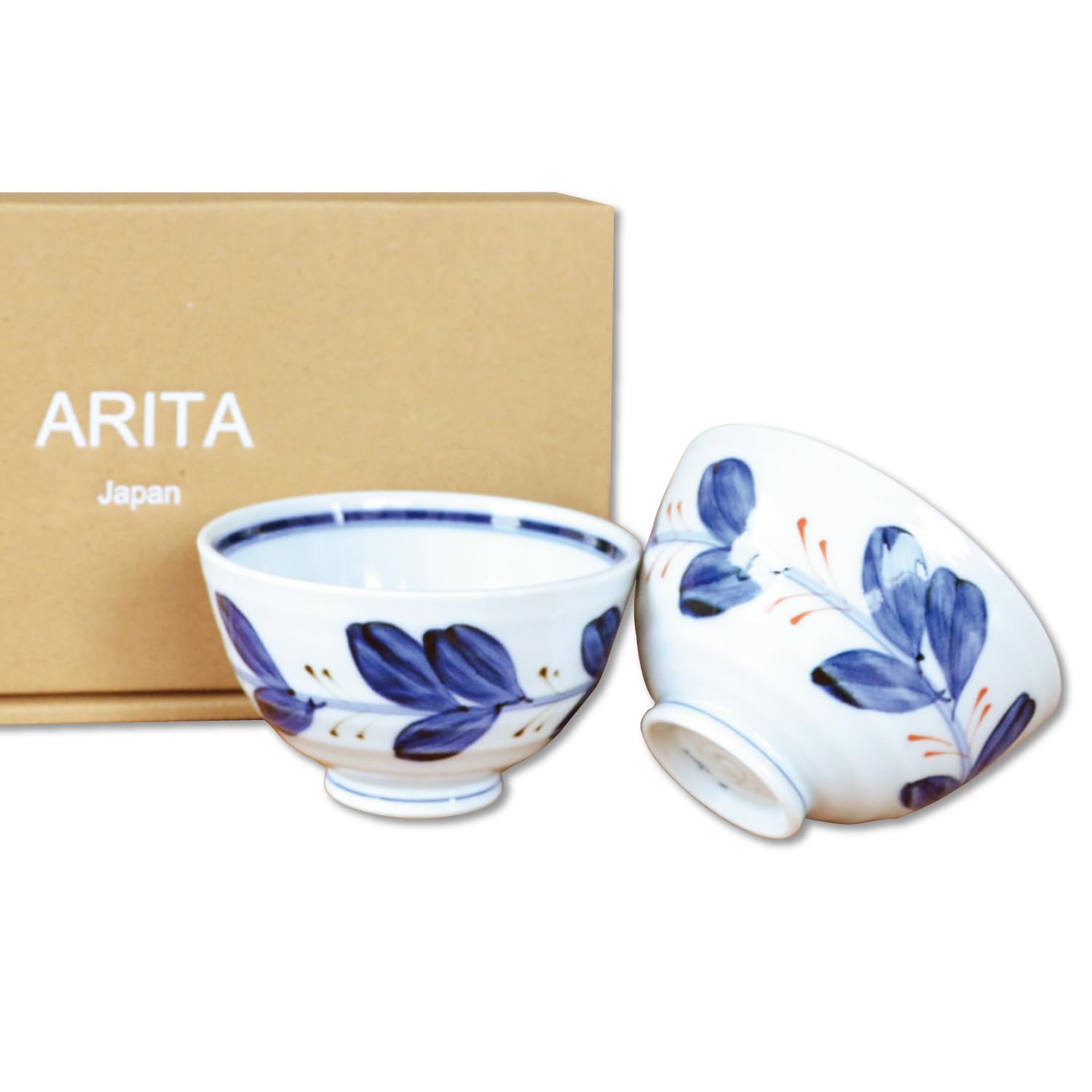 

рис пара риса подарочная коробка Арита рис сделано в Японии Парные пиалы, подарок, пиалы, в комплекте, стильный, посуда, пиала, лист,