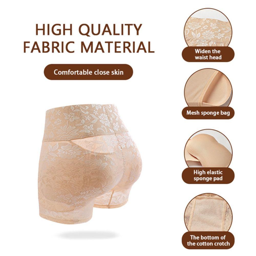 High Waist Slimming Shapewear with Pads Lace Mesh Butt Lifting Briefs Body Shaping Panties Ladies