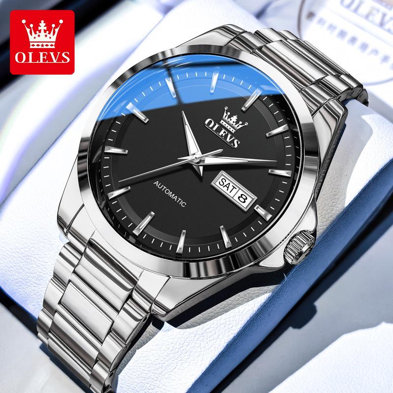 OLEVS Men's Automatic Mechanical Watch - Day/Date, Waterproof, Luminous, Steel Band