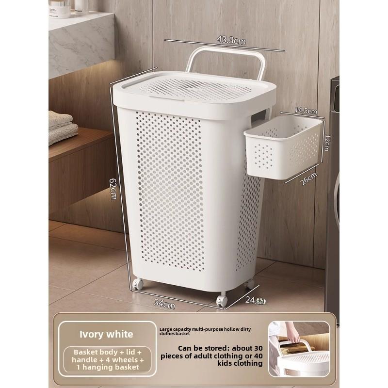 Large Capacity Laundry Hamper with Lid - Dirty Clothes Storage Basket for Bathroom