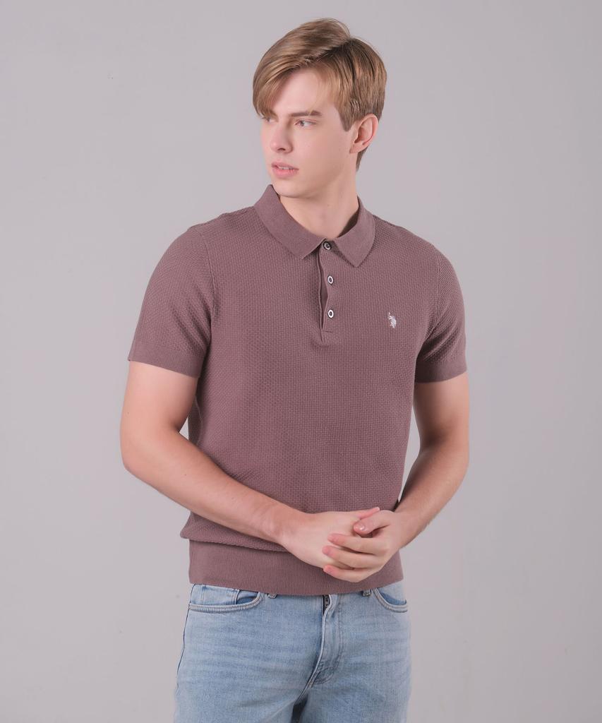 USPOLOASSN Short Sleeve Collared Knit_Brown