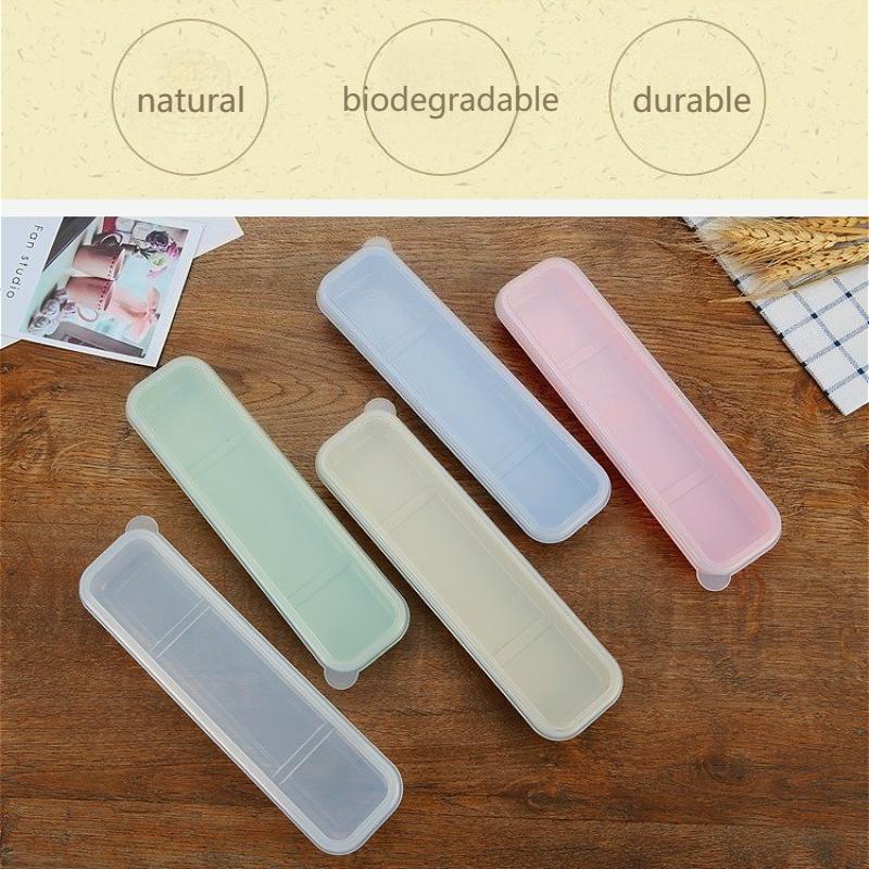 1Pc Portable Tableware Box Transparent Cover Cutlery Case Travel Outdoor School Home Stowage Reusable Practical Cutlery