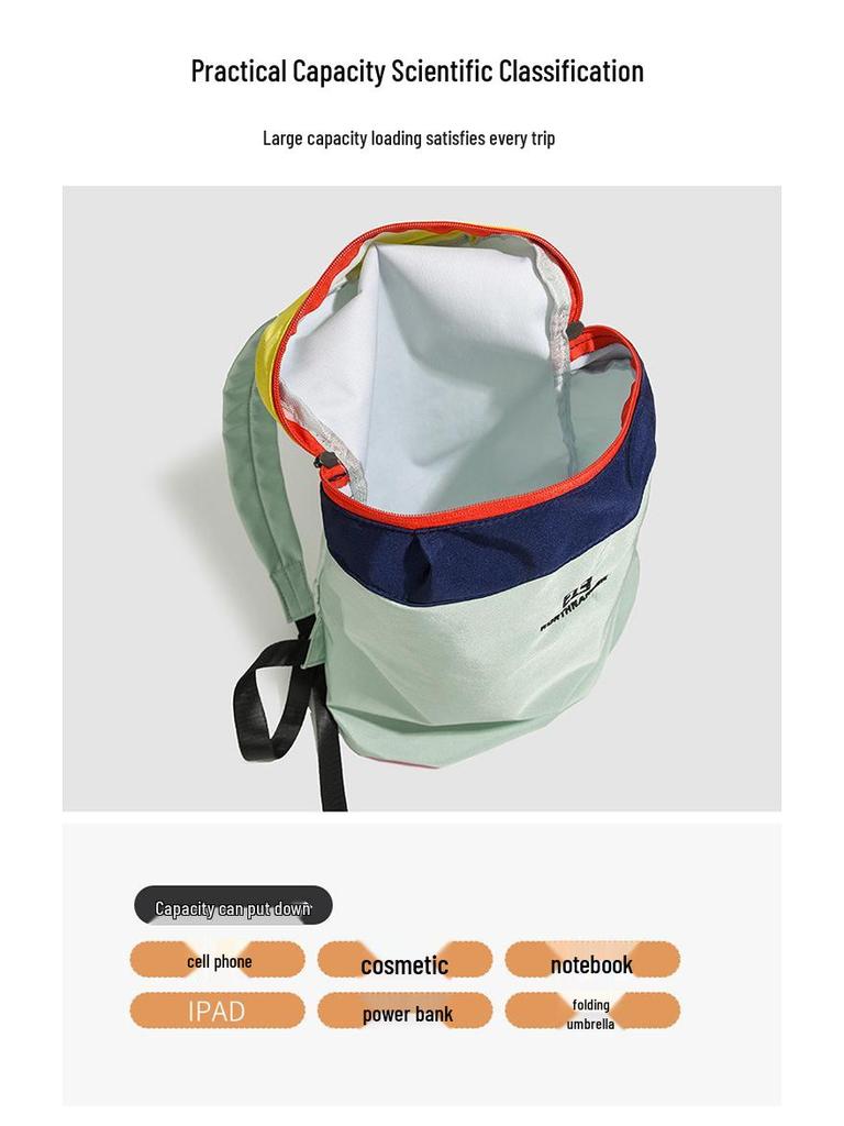 Plecak z tkaniny Oxford w bloki kolorów: Codzienny plecak podróżny i szkolny na zewnątrz