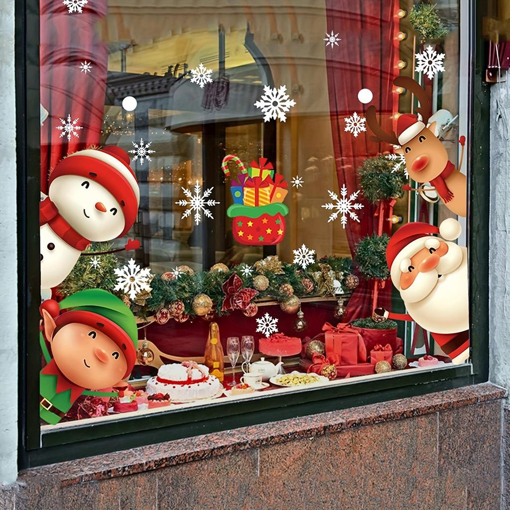 Christmas Window Clings Stickers Double-Sided Decals for Glass Indoor and Outdoor Festive Decoration Vibrant Festive Graphics Christmas Decorations