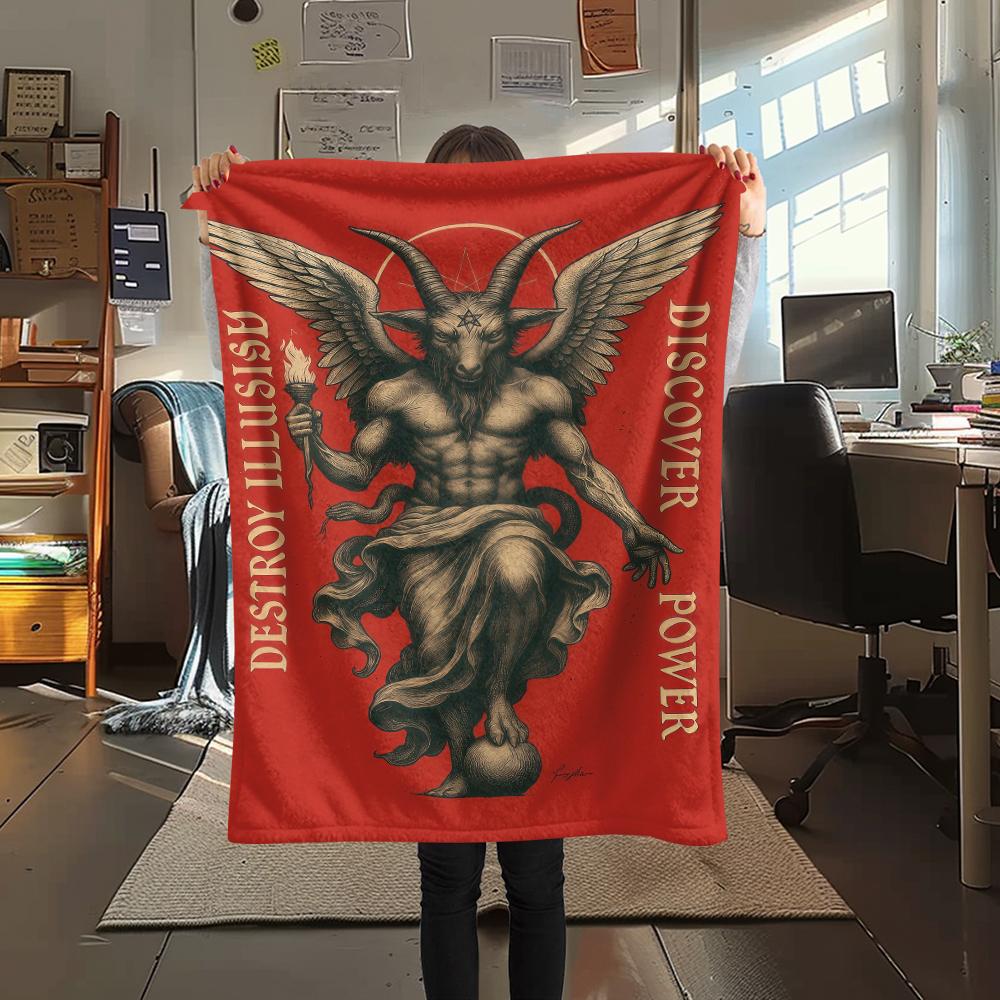1PC Satan Symbol Print Flannel Blanket, High quality All Seasons, Home Decor, Warmth and Comfort, Perfect for Christmas Gifts