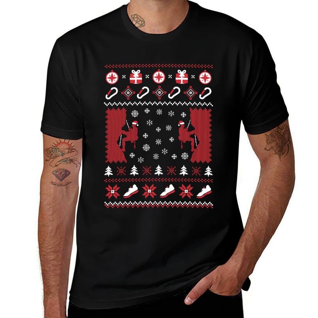 Rock Climbing Bou Ldering Ugly Christmas Sweater Tshirt Minimal Art Print Tshirt