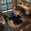 Black Dragon Polyester Carpet Fire Dragon Art Rug Non Slip Living Room Bedroom Floor Decor -QJY