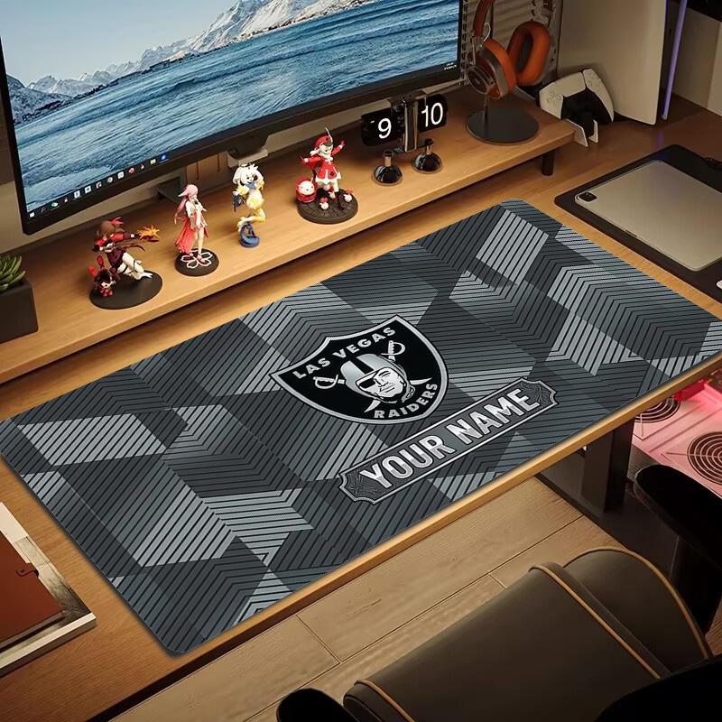 Las Vegas Raiders Druck Kissen Rutschfest Laptop Tablet Großes Mauspadd XXL Matte Mini-PC Spielmatte Mit Verriegeltem Rand