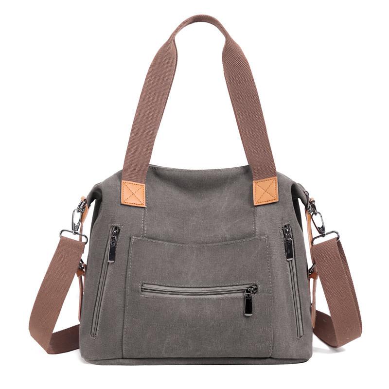 Canvas Tote Bag For Women Large Capacity Shoulder Handbag With Zipper Closure For Travel And Casual Use