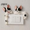 Easy Install Switch Cover 3D French Bulldog Resin Light Cover, Cute Cartoon Dog Wall Socket Decorative Plate Sticker Decor, Self-Adhesive Animal