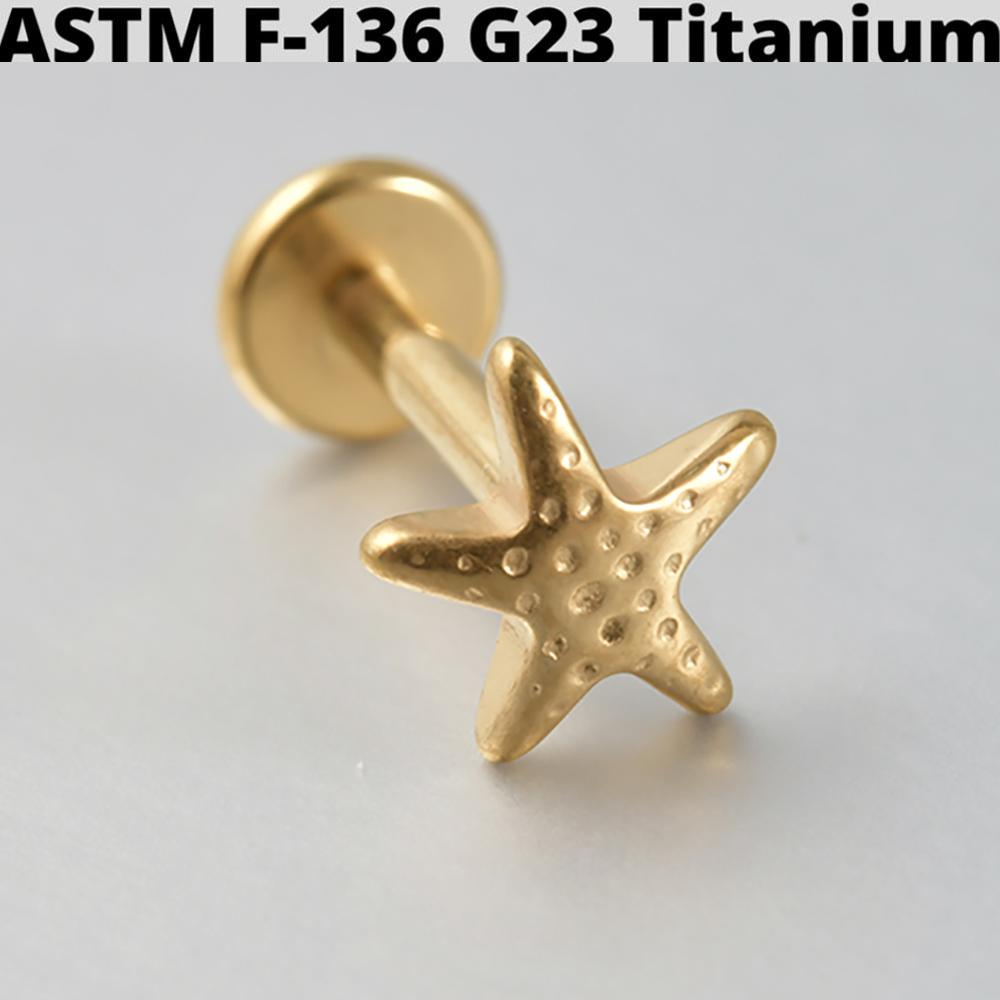 Cz Four Pointed Star G23 Solid Titanium Cartilage Earrings Stud 16G Internally Threaded Sun Helix Ear Tragus Piercing Jewelry
