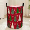 1pc, Collapsible Laundry Basket Featuring White Snowflakes, Designed for Christmas. This Large Round Hamper with Handles Is Perfect for Dirty Clothes 