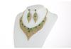 Alloy Clavicle Chain Crystal Gem Necklace & Earring Set - European & American Retro Evening Party Accessories
