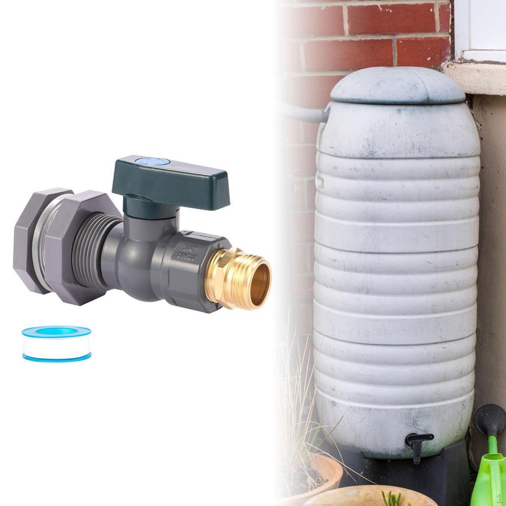 Water Barrel PVC Garden Diverter Kit Faucet with Rain Valve 3/4" Bulkhead