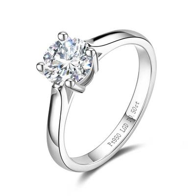 Platinový prsten pro zásnuby s jedním kamenem Velikost Klasický PT950 Solitér Svatba Balení dárku v ceně Dámský, Laboratorně pěstovaný diamant, 0,504ct,