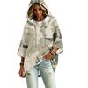 Women's Casual Camouflage Print Hooded Pullover Top with Three-Quarter Sleeves