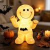 Mummy With Bat Details Resin Atmosphere Light, Halloween Smiling Statue with Spooky But Cute Decor Decor, Cartoon Figurine Light for Desktop Ornament
