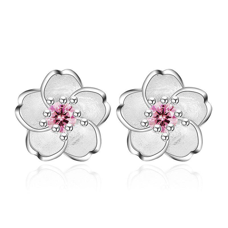 925 Sterling Silber Ohrringe Bauhinia Pflaumenblüte Zirkon Ohrringe für Mädchen Schmuck Geschenk Party