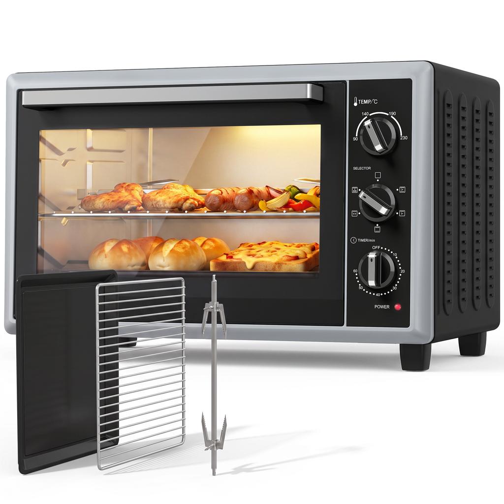 46 L Mini Oven with Rotisserie, Convection, Temperature Control and Timer, 1800 W, Black