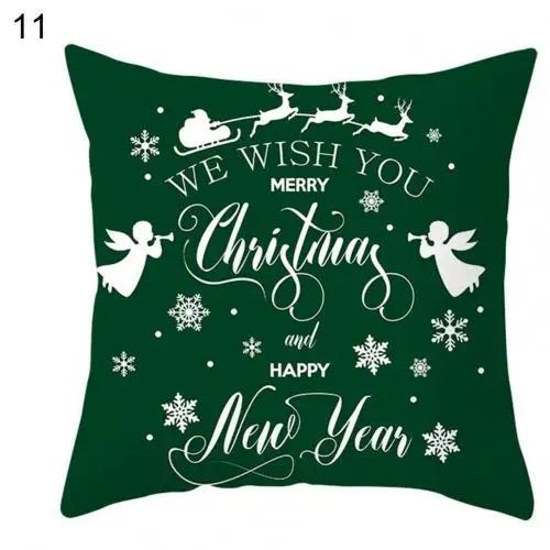 Christmas Themed Throw Pillow Cover With Short Plush Print Living Room Sofa Decoration Cushion Cover Pillow Covers Decorative