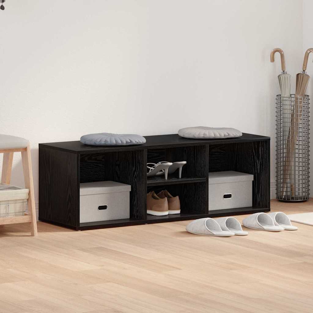 Shoe Bench Black Oak Effect 102 x 35 x 35 cm Engineered Wood