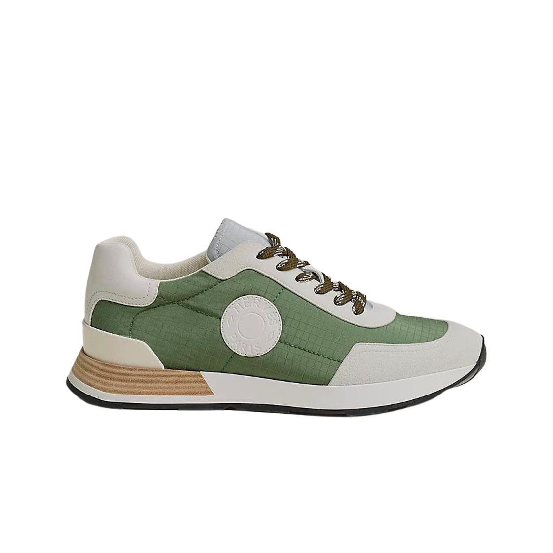 

Hermes Drive Sneakers Suede Goatskin Calfskin & Multicolore Kaki 41.5