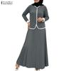 ZANZEA Women Long Sleeve Blouse and Long Skirts Casual Two Piece Suit Sets