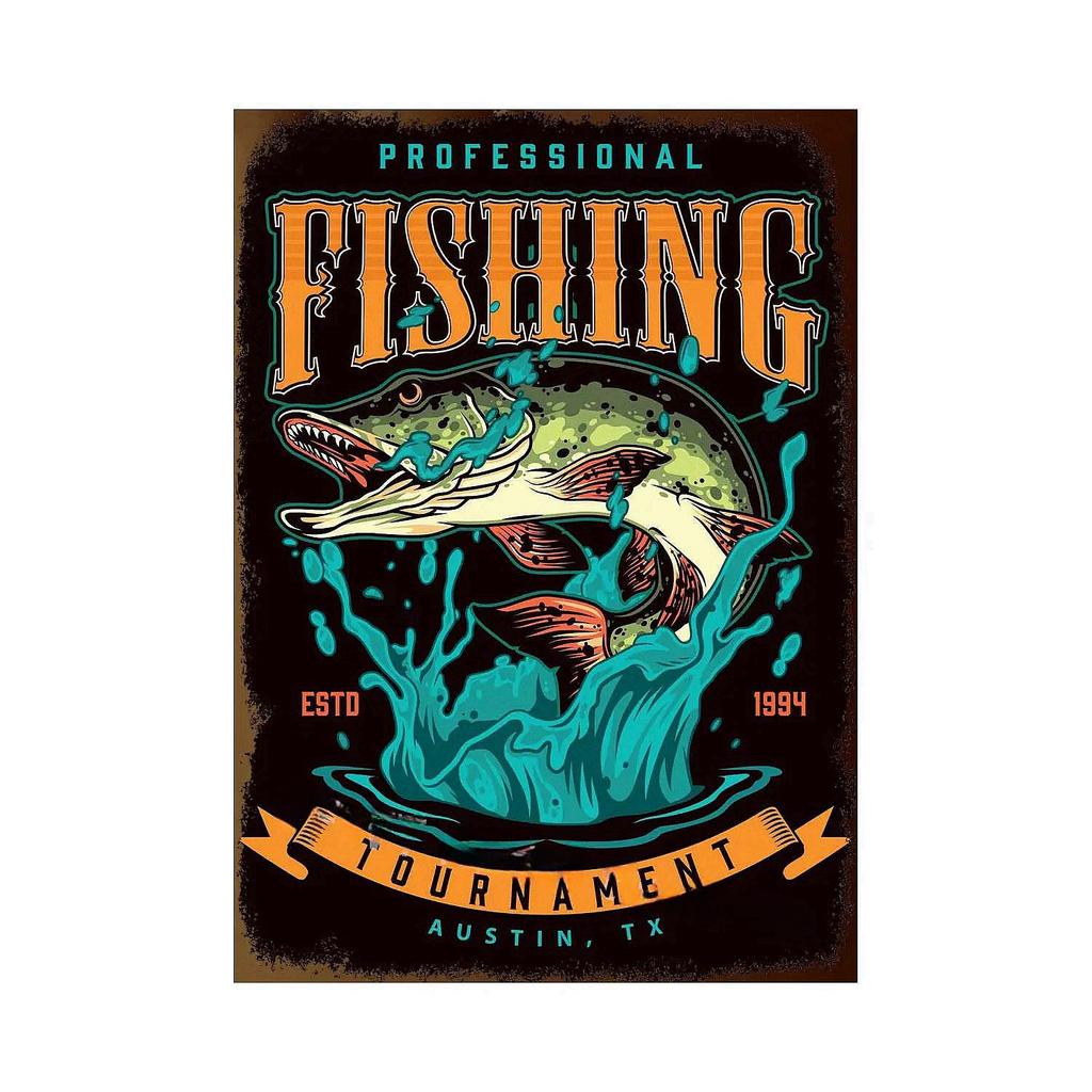 Fishing Metal Tin Sign Fishing Sign Vintage Metal Plate for Wall Poster Farm Art Decoration Stickers Plaques 8X12 Inch