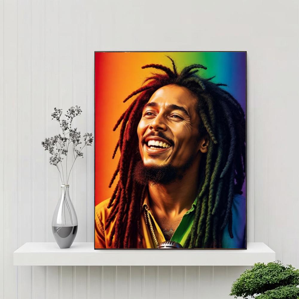 Bob Marley One Love Reggae Music Vibes 5D Diamond Painting Round Diamond Rhinestones Mosaic Diamond Embroidery Wall Paintings Rhinestones Gift Framele