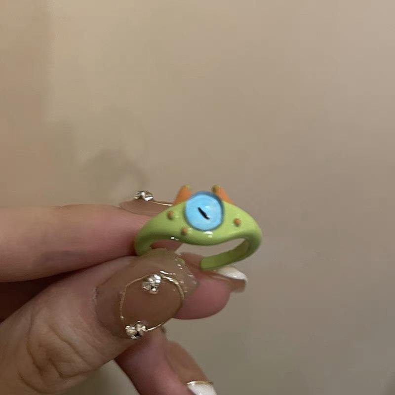 Cute Cartoon Cat Heart Ring – Trendy Fashion Accessory with Big Eyes for Index Finger