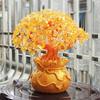 Exquisite Feng Shui Money Tree Featuring Yellow Citrine And Amethyst Crystal Leaves