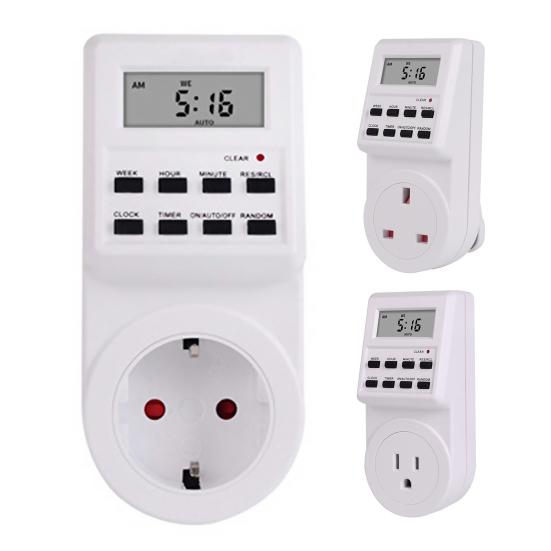 TM516 Weekly Cycle Programmable Timer Switch Wall Plug-in Digital Display Timer Outlet Socket for Home