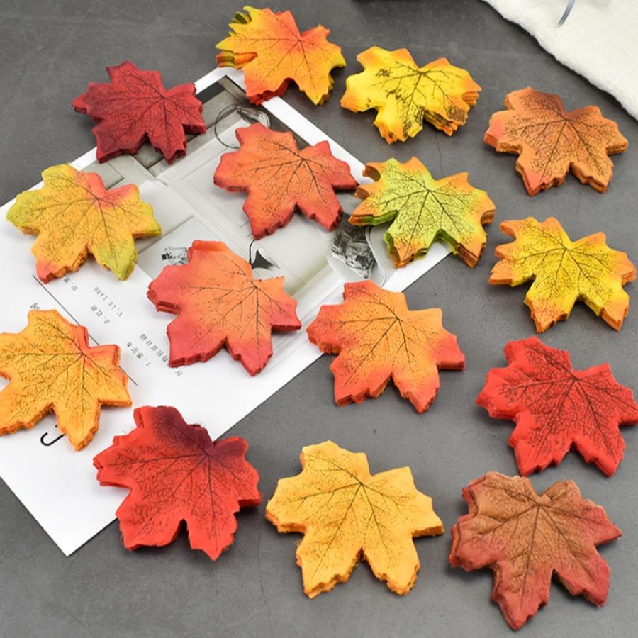 100Pcs Simulated Maple Leaf Autumn Courtyard Halloween Wedding Table Decoration Photography Props Homemade Flower Wreath