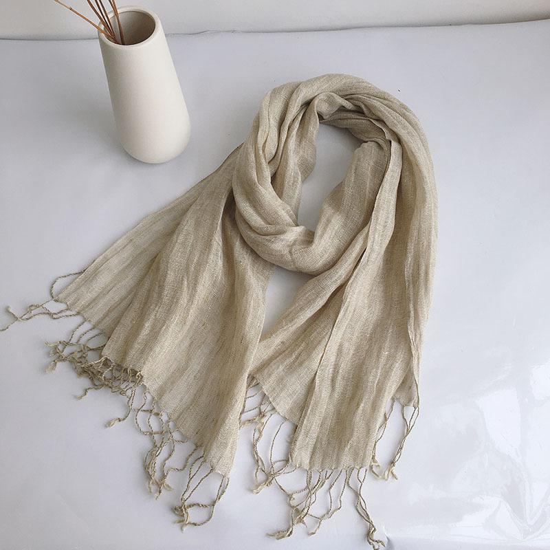 Direct Supply Japanese Pure Linen Hemp Gray Effect Men'S Scarf Literature And Art Shawl Air Conditioner Shawl Women