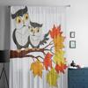 Urocza Sowa na Gałęziach Drzewa Przezroczyste Zasłony do Salonu Pokoju Dziecięcego Tiulowe Zasłony Obróbka Okna Kuchennego Draperie