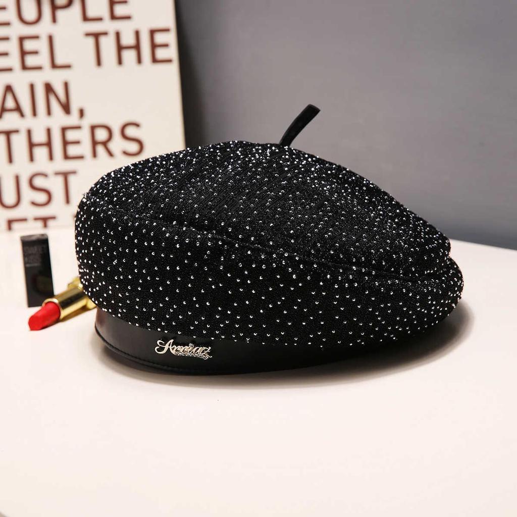 Chic Korean-Style Starry Sky Beret - Versatile Spring/Autumn Letter Hat for Women