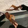 Fashion Fashion Shallow Women Wedges Slippers Flip Flops Shoes Summer Beach Female Slides Square Toe Ladies Heeled Slippers Wedges Shoes