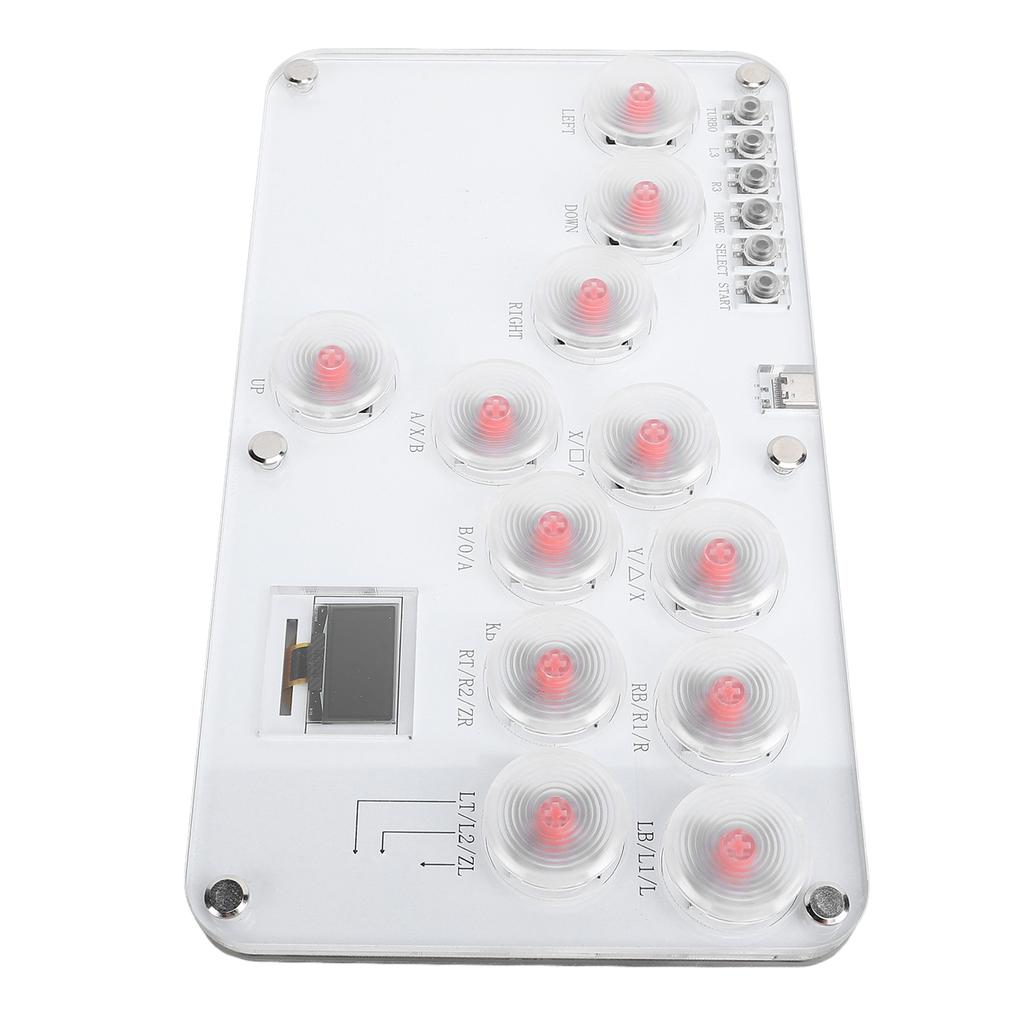 Controlador de Jogo Sem Alavanca Acrílico 12 Teclas DIY Controlador de Luta Sem Alavanca com RGB Personalizável e Turbo