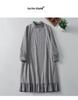 2025 Spring Artistic Retro Loose Casual Houndstooth Pleated Patchwork Dress