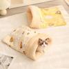 Cute Cat Sleeping Bag Thickened Cartoon Cat Nest Mat Winter Warm Pocket Type Kitten Quilt Bed Pet Supplies