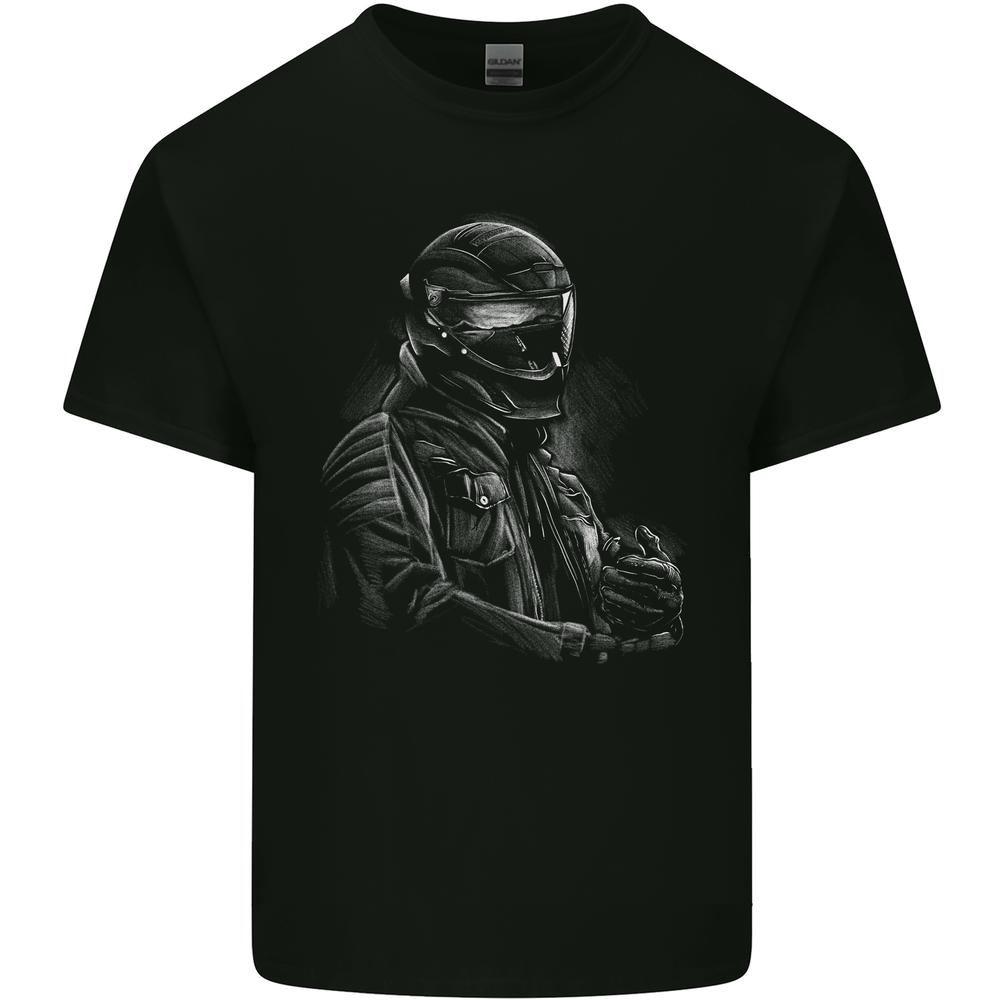 A Monochrome Biker Motorcycle Motorbike Kids T-shirt Childrens S