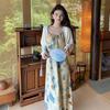 Ink Art Tie-Dye Chinese Style Maxi Dress