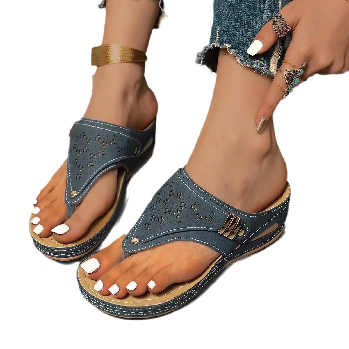 

Элегантные женские сандалии-тапочки - фиолетовые, с отделкой из искусственного золота, с удобным средним каблуком, с круглым носком, легко надевать 36 темно-синий